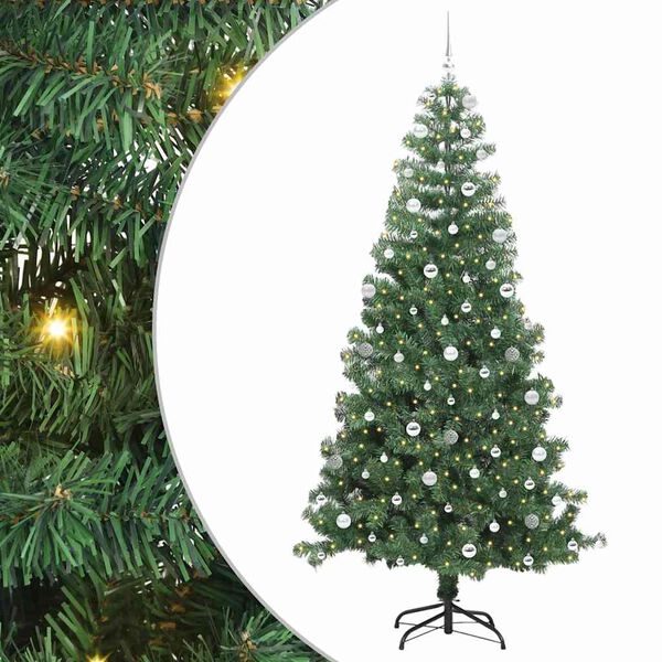 vidaXL Weihnachtsbaum mit 300 LEDs mit Ständer Grün 240 cm PVC