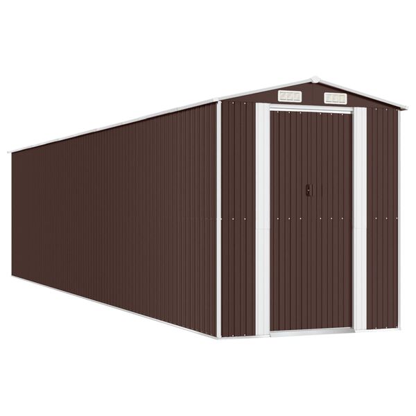 vidaXL Ger&auml;teschuppen Dunkelbraun 192x855x223 cm Verzinkter Stahl
