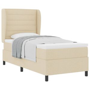 vidaXL Boxspringbett mit Matratze Creme 100 x 200 cm Stoff