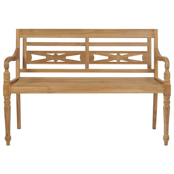 vidaXL Batavia-Gartenbank mit Blattmuster-Auflage 150 cm Teak Massiv