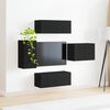 vidaXL TV-Wandregal-Set Wandmontiert 4 pcs Schwarz Holzwerkstoff