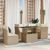vidaXL 6-tlg. Garten-Sofagarnitur mit Kissen Beige Poly Rattan