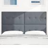 vidaXL LED Kopfteil mit LED-Lichtleisten Grau 144 cm Polyester