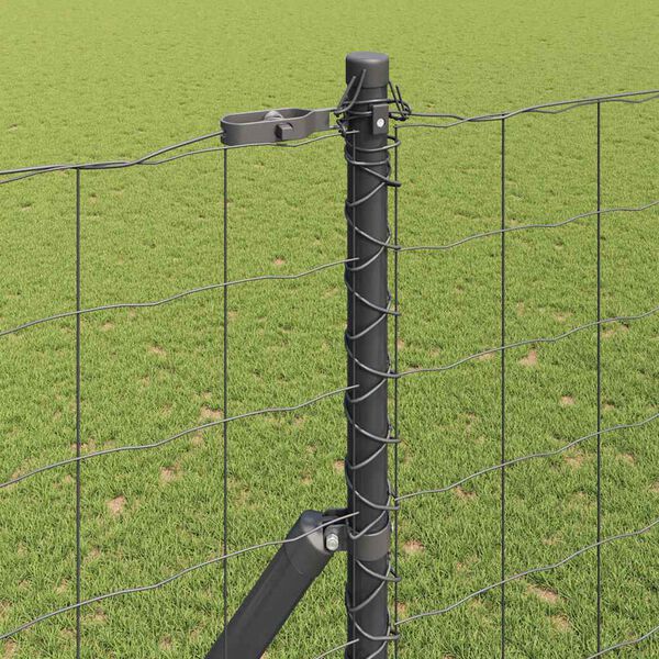 vidaXL Zaun mit Pfosten Grau 1,6 x 10 m Stahl und PVC