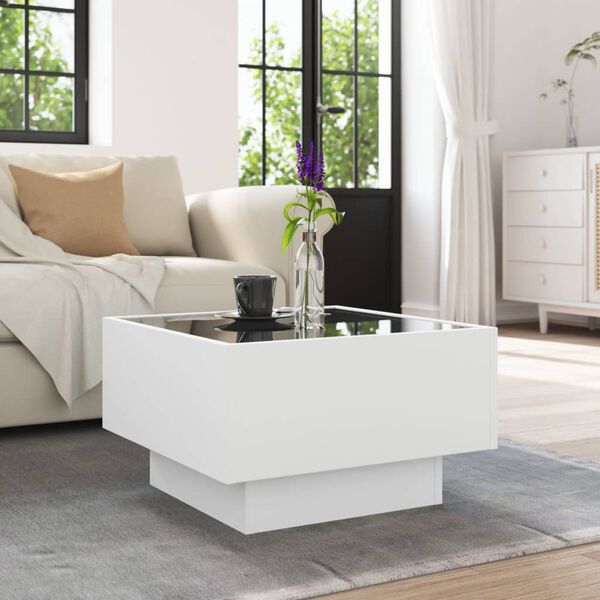 vidaXL LED-Couchtisch Wei&szlig; 50x50x30 cm Holzwerkstoff