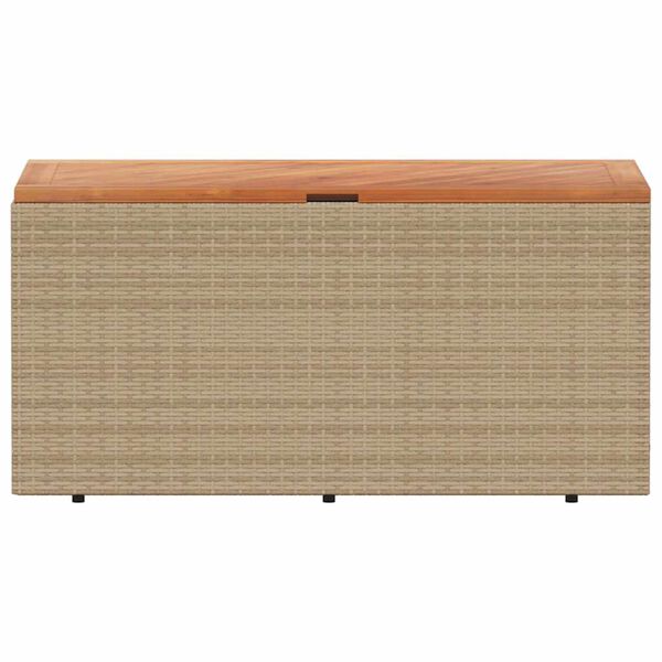 vidaXL Gartentruhe Beige 110x50x54 cm Poly Rattan Akazienholz