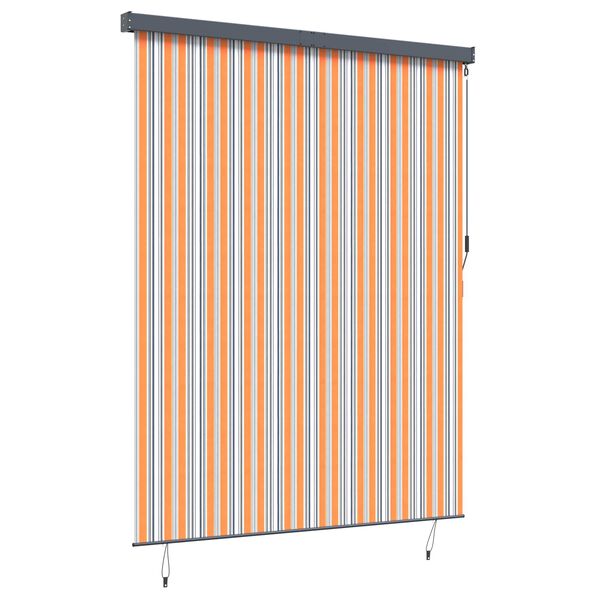 vidaXL Rollo Gestreift Gelb und Blau 200 x 250 cm Stoff und Aluminium