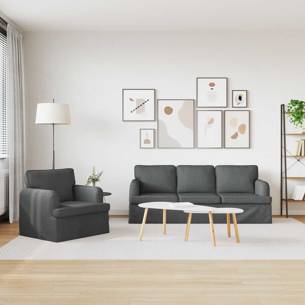 vidaXL Sofa 2 pcs Dunkelgrau 144 x 80 x 85 cm Stoff