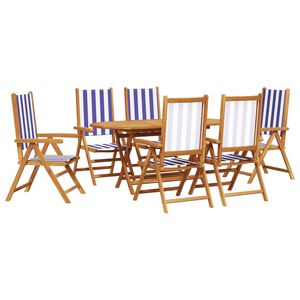vidaXL Garten Essgruppe 7 pcs Blau und Wei&szlig; Massivholz Akazie