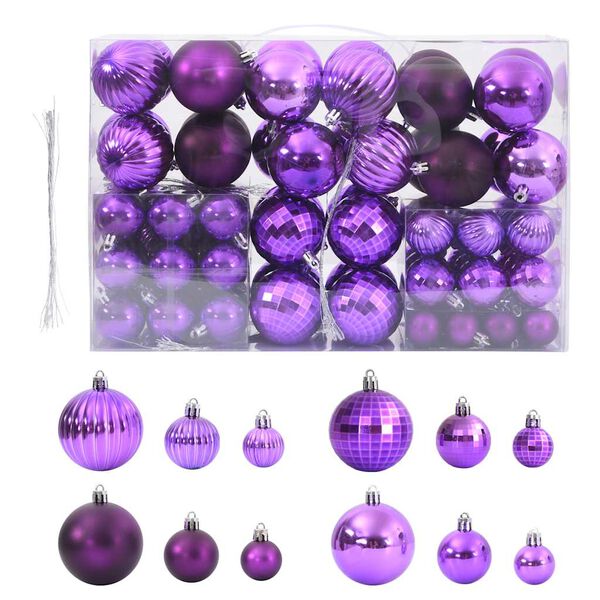 vidaXL Weihnachtskugeln 100 Stk. Lila &Oslash;3/4/6 cm