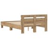 vidaXL Bettrahmen mit LED Artisan-Eiche 120 x 190 cm Holzwerkstoff