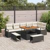 vidaXL Garten-Sofa-Set mit Kissen mit Speicher 9 pcs Schwarz und Creme