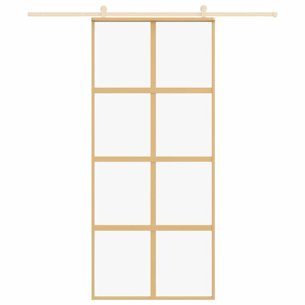 vidaXL Schiebet&uuml;r Golden 90x205 cm ESG-Klarglas und Aluminium