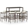 vidaXL 9-tlg. Gartenbar-Set mit Kissen Poly Rattan Braun