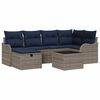 vidaXL Gartensofa-set 7 stk. Grau und Marineblau Poly-Rattan