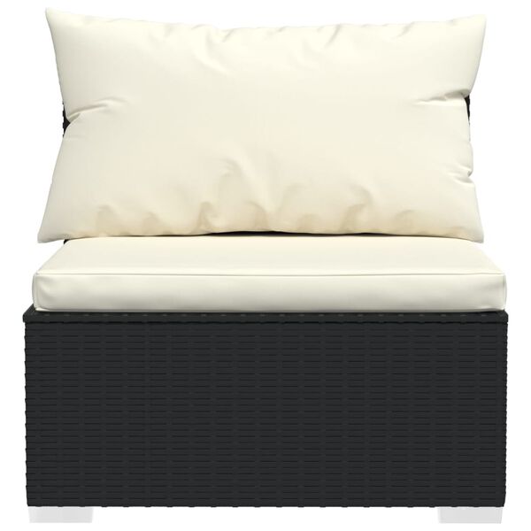 vidaXL 11-tlg. Garten-Lounge-Set mit Kissen Schwarz Poly Rattan