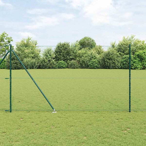 vidaXL Zaunpfosten Gr&uuml;n 50 x 1,5 m (36 mm Maschenweite) Stahl und PVC