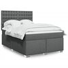 vidaXL Boxspringbett mit Matratze Dunkelgrau 140x200 cm Stoff