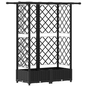 vidaXL Hochbeet mit Rankgitter und Dach Schwarz 124 x 40 x 121 cm PP