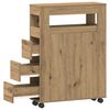 vidaXL Badschrank Schmal mit Rollen Artisan-Eiche Holzwerkstoff