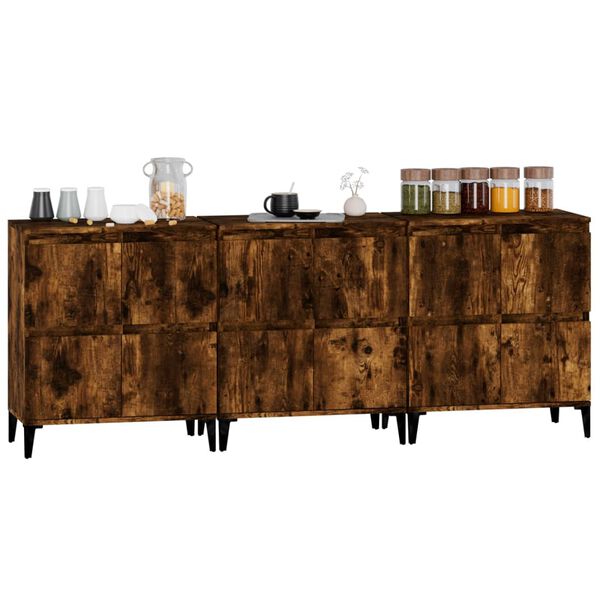 vidaXL Sideboards 3 Stk. R&auml;uchereiche 60x35x70 cm Holzwerkstoff