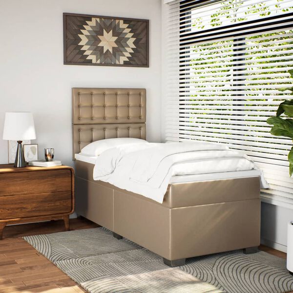 vidaXL Boxspringbett mit Matratze Cappuccino-Braun 80x200cm Kunstleder