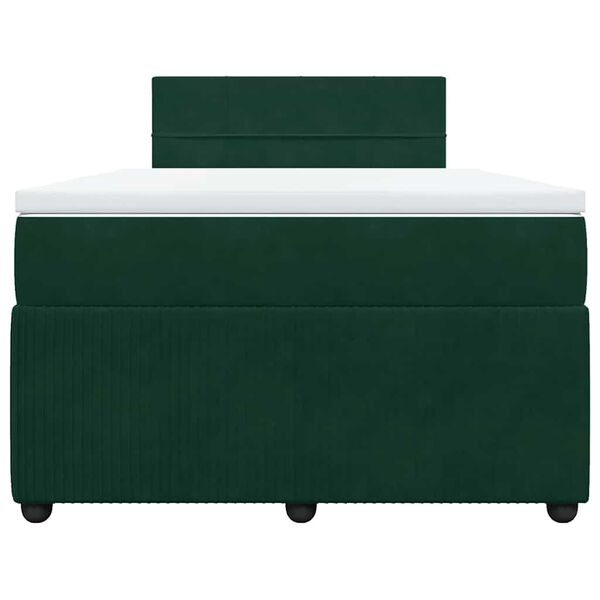 vidaXL Boxspringbett mit Matratze Dunkelgr&uuml;n 120x190 cm Samt