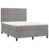 vidaXL Boxspringbett mit Matratze & LED Hellgrau 140x200 cm Samt