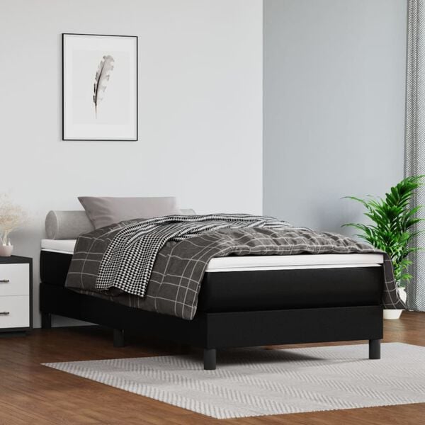vidaXL Boxspringbettgestell Schwarz 90x190 cm Kunstleder