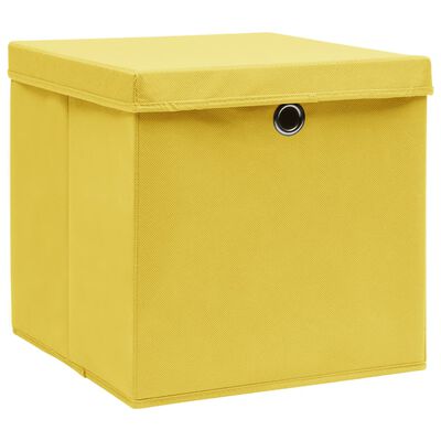 vidaXL Aufbewahrungsboxen mit Deckeln 4 Stk. 28x28x28 cm Gelb