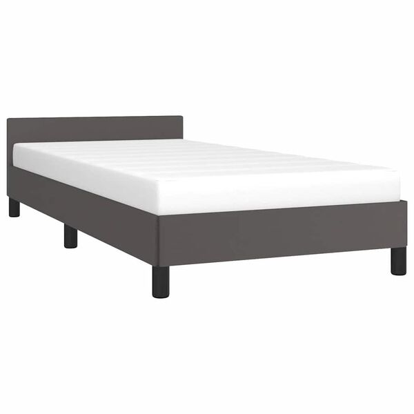 vidaXL Bettgestell mit Kopfteil ohne Matratze Grau 90x190 cm