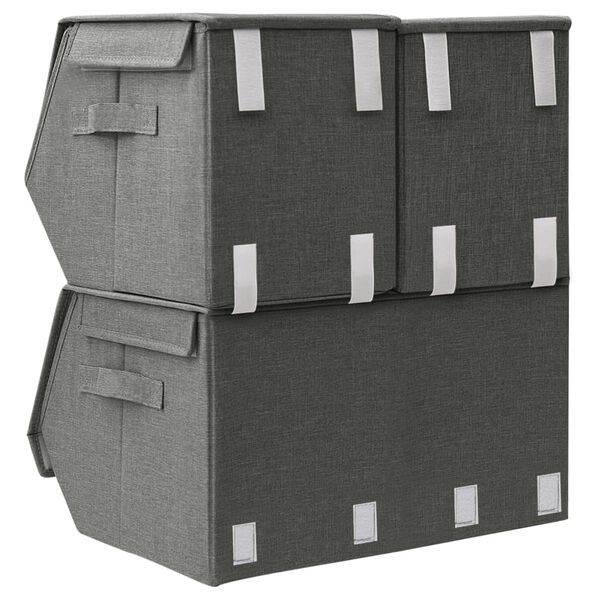 vidaXL 3-tlg. Aufbewahrungsboxen-Set Stapelbar Stoff Anthrazit