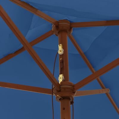 vidaXL Sonnenschirm mit Holzmast Azurblau 198x198x231 cm
