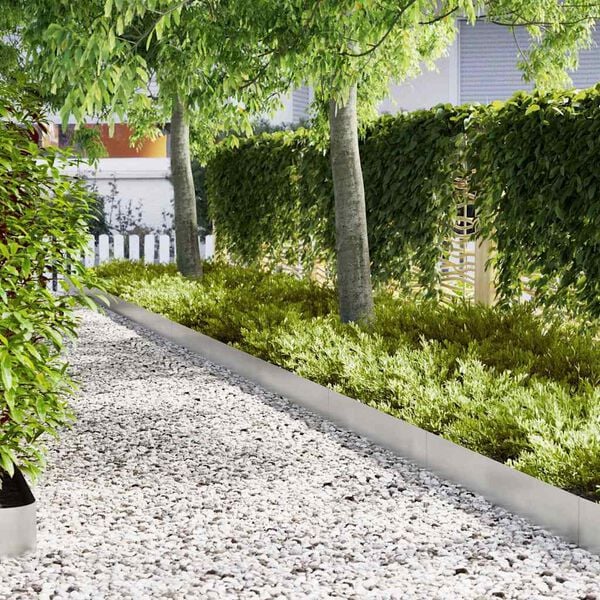vidaXL Raseneinfassung 10 pcs Silber 100 x 0,05 x 20 cm Edelstahl