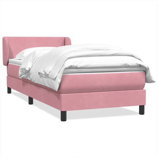 vidaXL Boxspringbett mit Matratze Rosa 90x210 cm Samt
