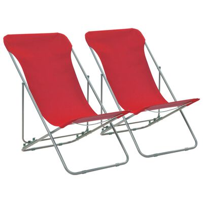 vidaXL Klappbare Strandstühle 2 Stk. Stahl und Oxford-Gewebe Rot