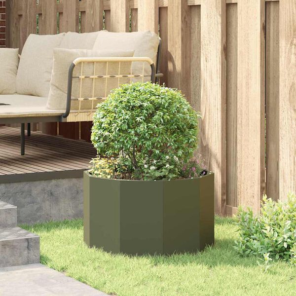vidaXL Pflanzk&uuml;bel Olive Gr&uuml;n 60 x 60 x 35 cm Stahl