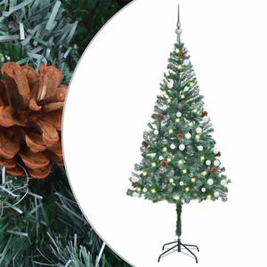 vidaXL K&uuml;nstlicher Weihnachtsbaum mit Beleuchtung Kugeln Zapfen 180 cm