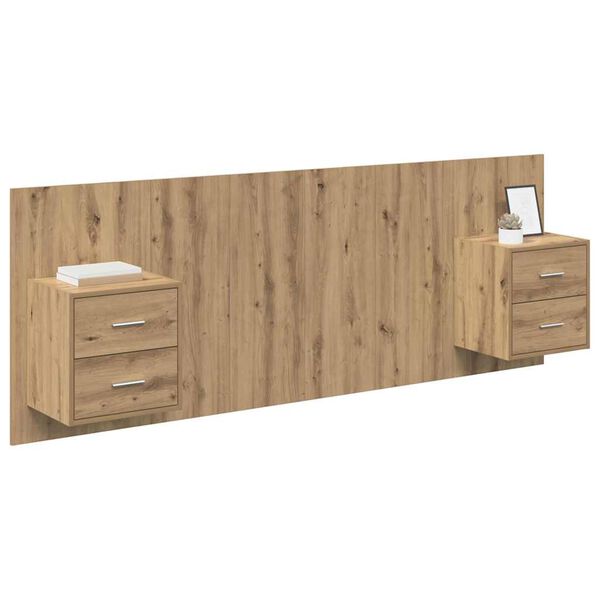 vidaXL Kopfteil mit Schrank 3 pcs Artisan-Eiche Holzwerkstoff
