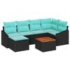 vidaXL Gartensofa-set mit Kissen 7 pcs Schwarz Poly-Rattan