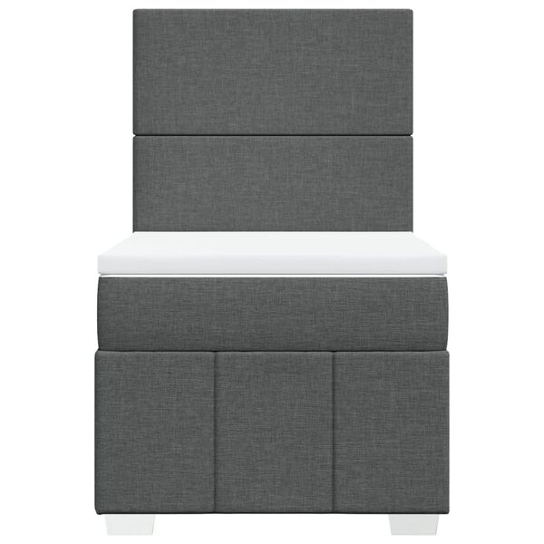 vidaXL Boxspringbett mit Matratze Dunkelgrau 90x200 cm Stoff