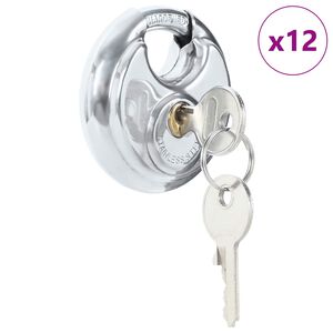 vidaXL Diskusschl&ouml;sser mit Schl&uuml;sseln 12 pcs Silber 7 x 2,4 x 7 cm