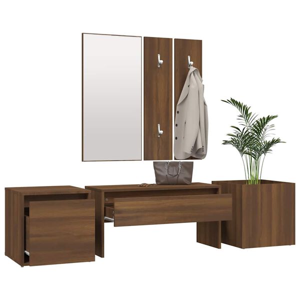 vidaXL Garderoben-Set Braun Eichen-Optik Holzwerkstoff