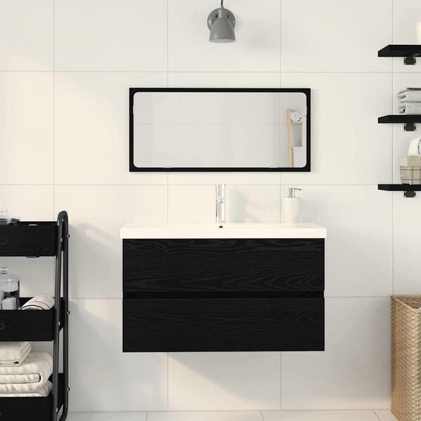 vidaXL Badezimmerm&ouml;bel-Set 3 pcs Schwarz Eichen-Optik Holzwerkstoff