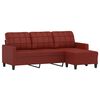 vidaXL 3-Sitzer-Sofa mit Hocker Weinrot 180 cm Kunstleder