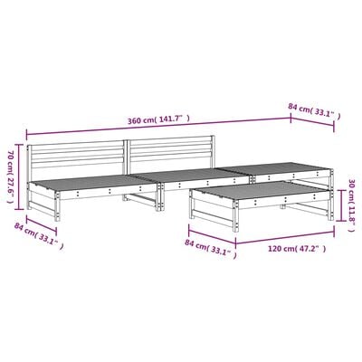 vidaXL 4-tlg. Garten-Lounge-Set Grau Massivholz Kiefer