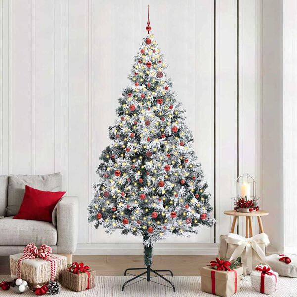 vidaXL K&uuml;nstlicher Weihnachtsbaum mit 300 LEDs mit St&auml;nder Wei&szlig; 240 cm