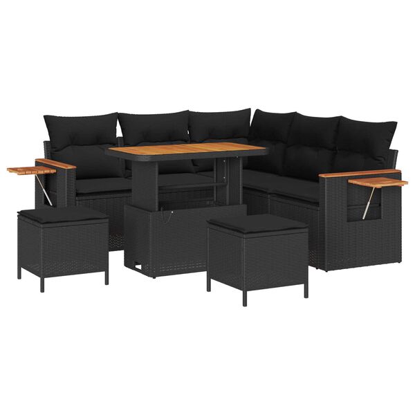 vidaXL Gartensofa-set mit Kissen 8 pcs Schwarz