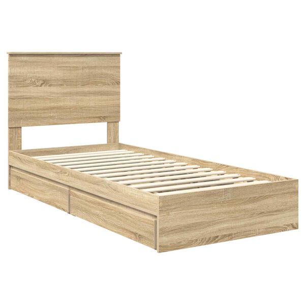 vidaXL Aufbewahrungsbett Sonoma-Eiche 90 x 190 cm Holzwerkstoff