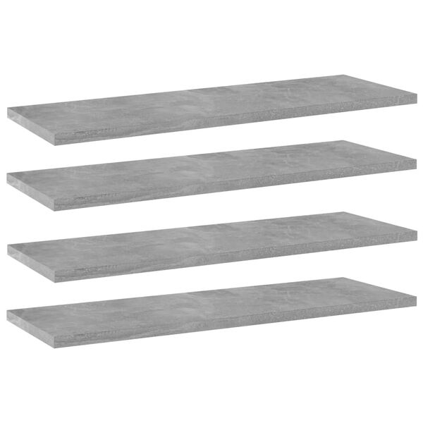 vidaXL B&uuml;cherregal-Bretter 4 Stk. Betongrau 60x20x1,5 cm Holzwerkstoff